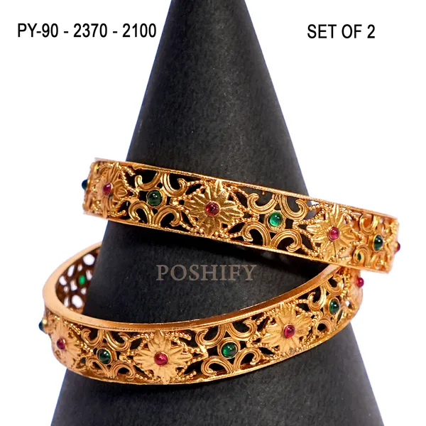 Luxury_Gold_Plated_Pure_Brass_Bangles_for_Women_|_Bangles_Set_|_2370_-_2100_|_Latest_Stylish_Traditional_Kada_Bangles_|_Just_Like_Real_Gold_Jewellery_|_Fashion_|_SET_OF_2