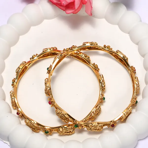 Luxury_Gold_Plated_Ram_Parivar_Design_Pure_Brass_Bangles_for_Women_|_Bangles_Set_|_1489_-_1505_|_Latest_Stylish_Traditional_Kada_Bangles_|_Just_Like_Real_Gold_Jewellery_|_Fashion_|_SET_OF_2
