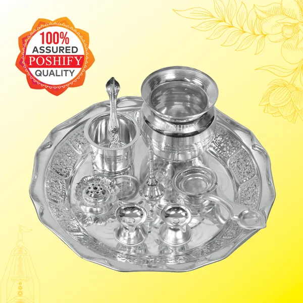 Pack_Of_8_German_Silver_Pooja_Set_With_Diya_Bell_Agarbatti_Stand_Plate_And_More