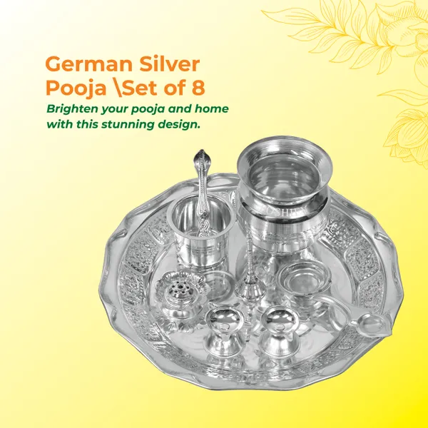 Pack_Of_8_German_Silver_Pooja_Set_With_Diya_Bell_Agarbatti_Stand_Plate_And_More