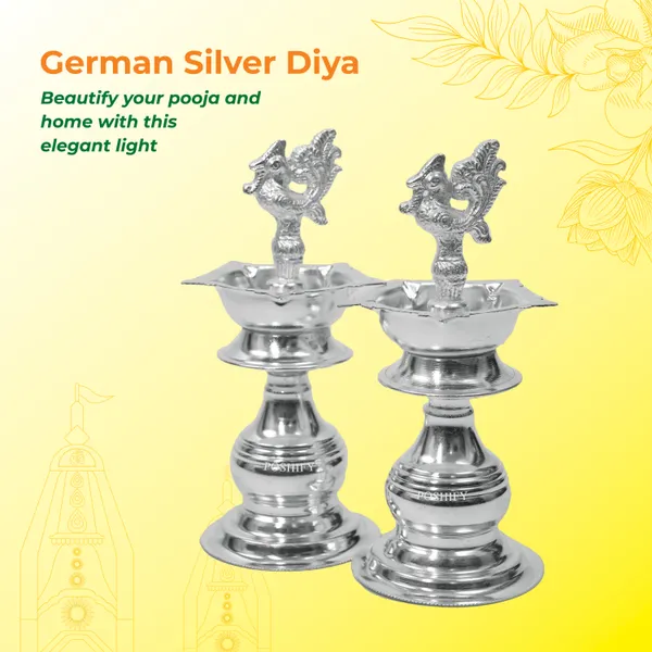 German_Silver_Premium_Two_Diya_&_Pooja_Thali_Pack_Of_2