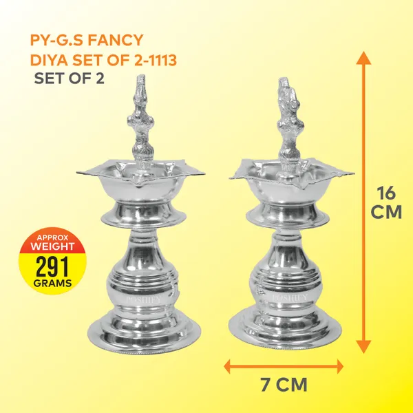 German_Silver_Premium_Two_Diya_&_Pooja_Thali_Pack_Of_2
