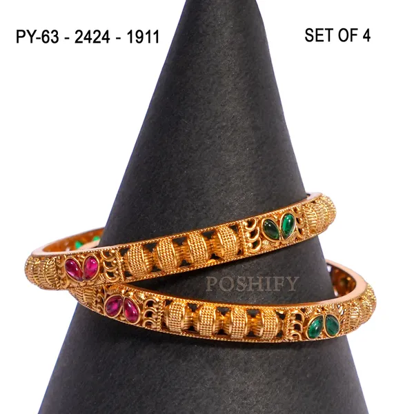 Luxury_Gold_Plated_Pure_Brass_Bangles_for_Women_|_Bangles_Set_|_2424_-_1911_|_Latest_Stylish_Traditional_Kada_Bangles_|_Just_Like_Real_Gold_Jewellery_|_Fashion_|_SET_OF_4