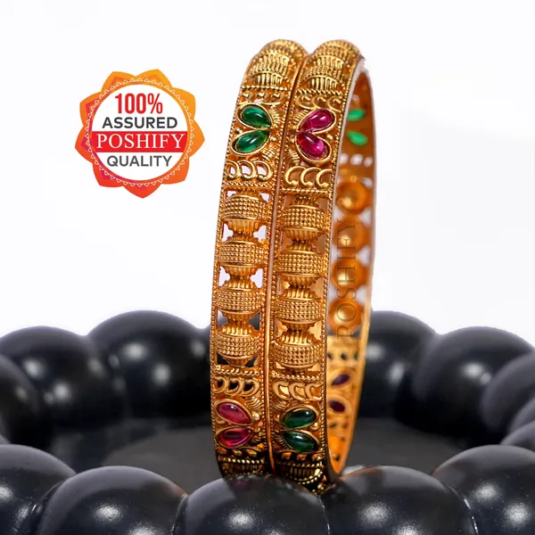 Luxury_Gold_Plated_Pure_Brass_Bangles_for_Women_|_Bangles_Set_|_2424_-_1911_|_Latest_Stylish_Traditional_Kada_Bangles_|_Just_Like_Real_Gold_Jewellery_|_Fashion_|_SET_OF_4