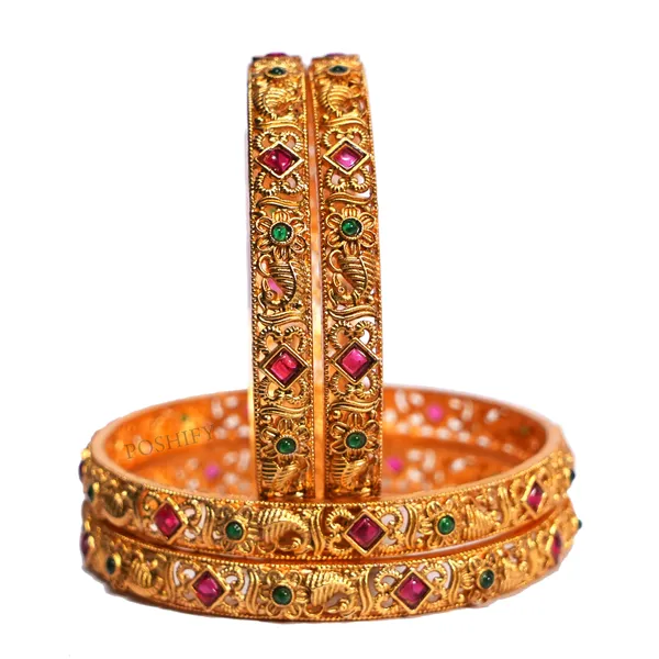Luxury_Gold_Plated_Pure_Brass_Bangles_for_Women_|_Bangles_Set_|_2426_-_1848_|_Latest_Stylish_Traditional_Kada_Bangles_|_Just_Like_Real_Gold_Jewellery_|_Fashion_|_SET_OF_4