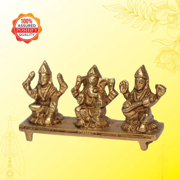 Golden_Brass_Laxmi_Ganesh_Saraswati_On_Platm