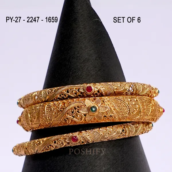 Luxury_Gold_Plated_Pure_Brass_Bangles_for_Women_|_Bangles_Set_|_2247_-_1659_|_Latest_Stylish_Traditional_Kada_Bangles_|_Just_Like_Real_Gold_Jewellery_|_Fashion_|_SET_OF_6