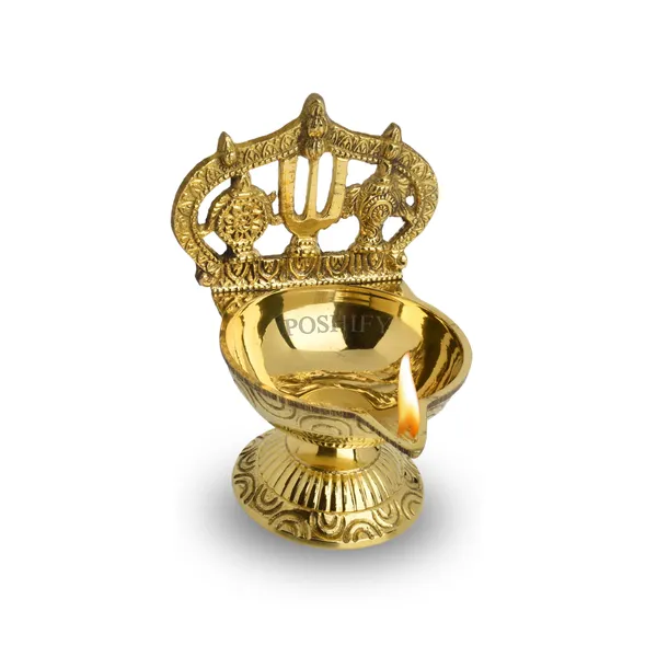 Gold_Brass_Shankuchakra_Nama_Diya_With_Stand