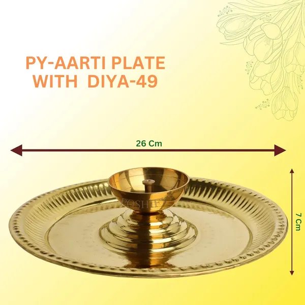 Gold_Brass_Handcrafted_Aarti_Plate_In_Center_Large_Diya