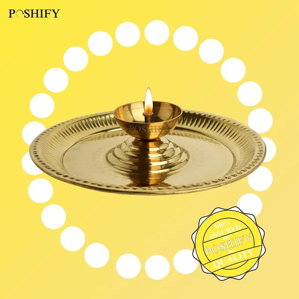 Gold_Brass_Handcrafted_Aarti_Plate_In_Center_Large_Diya