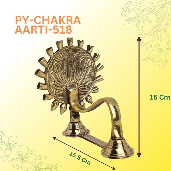Gold_Brass_Handcrafted_Chakra_Designed_Ed_Aarti_Diya