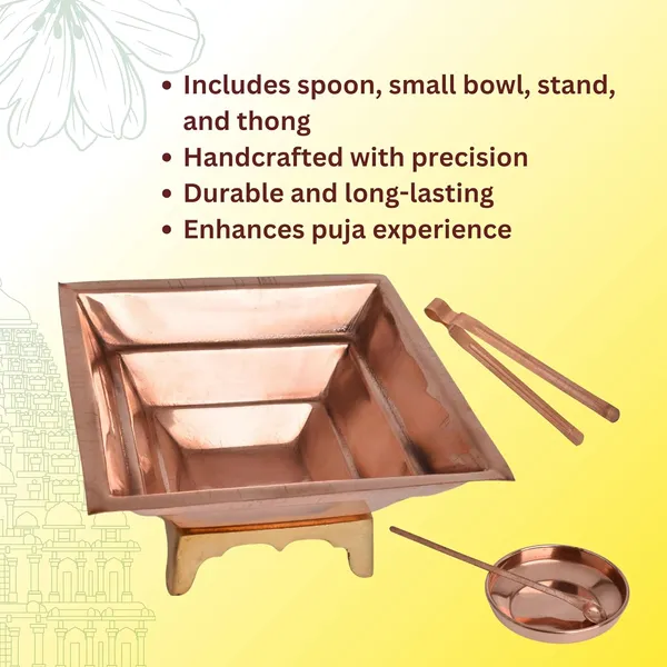 Brown_Copper_Pooja_Hawan_Kund_Complete_Poojaset_With_Spoon_Bowl_Stand_And_Thong