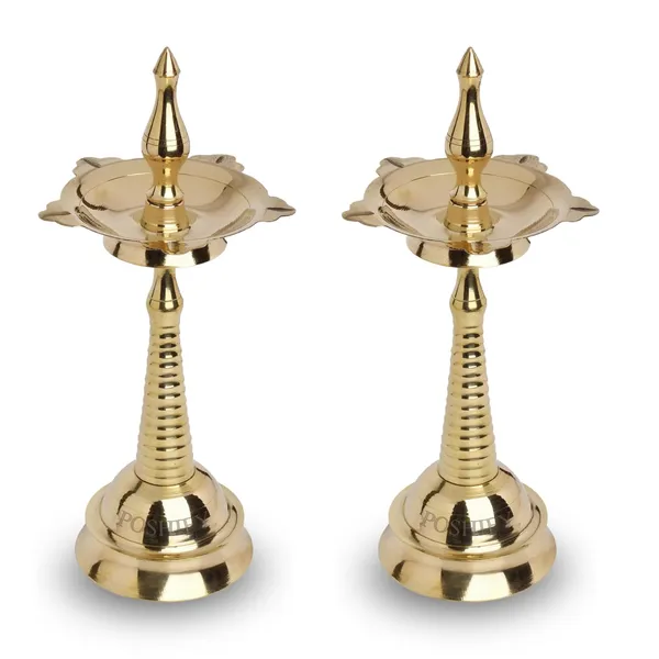 Pack_Of_2_Gold_Brass_Kerala_Deep_With_5_Diya