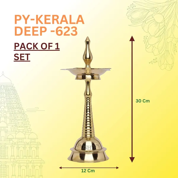 Pack_Of_2_Gold_Brass_Kerala_Deep_With_5_Diya