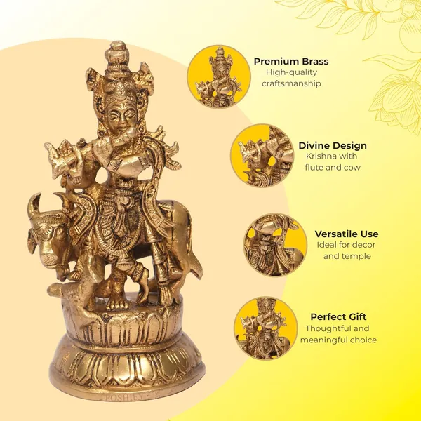 Golden_Brass_Krishna_Playing_Flute_With_Cow_Idol