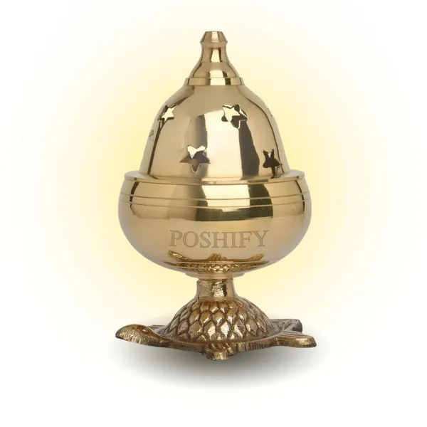 Gold_Brass_Handcrafted_Goblet_Diya_With_Kachua_Base
