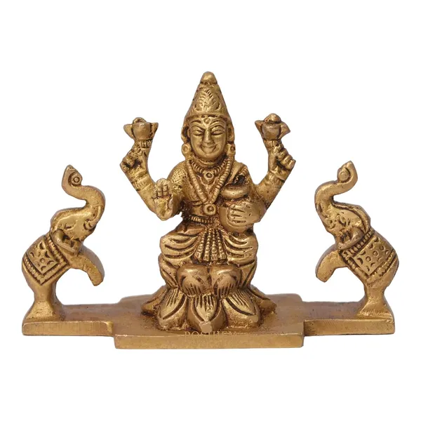 Golden_Brass_Divine_Gaja_Laxmi_Mata_Idol