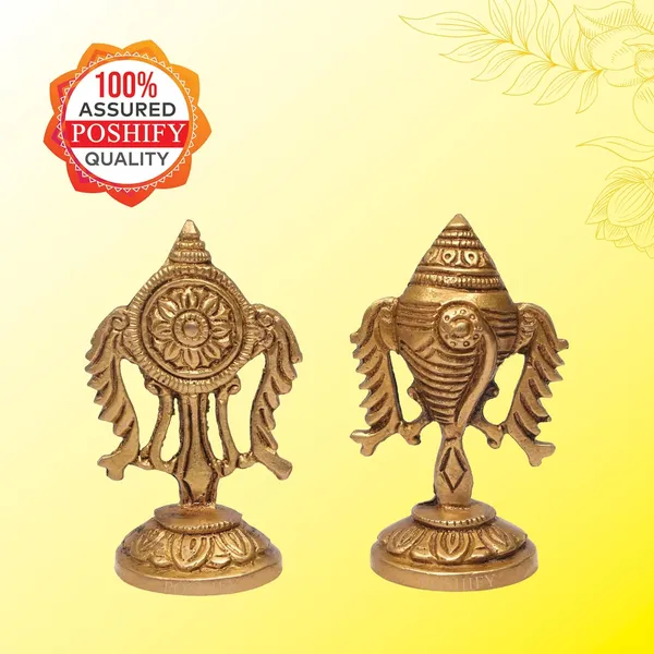 Pack_Of_2_Golden_Brass_Tirupati_Balaji_Shanku_Chakra