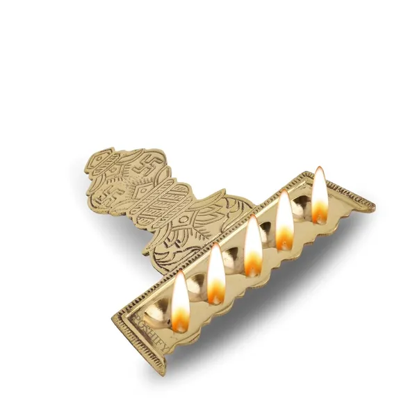 Gold_Brass_Handcrafted_Panchdeep_Aarti_Holder