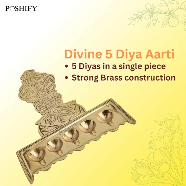 Gold_Brass_Handcrafted_Panchdeep_Aarti_Holder