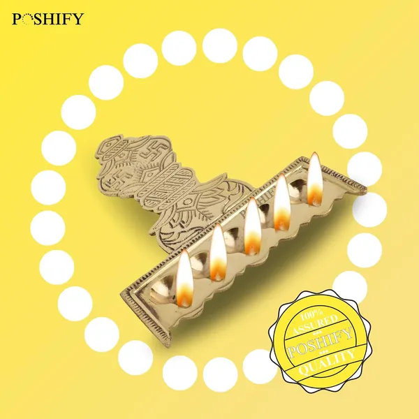 Gold_Brass_Handcrafted_Panchdeep_Aarti_Holder