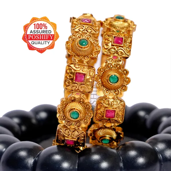 Luxury_Gold_Plated_Pure_Brass_Bangles_for_Women_|_Bangles_Set_|_2307_-_1988_|_Latest_Stylish_Traditional_Kada_Bangles_|_Just_Like_Real_Gold_Jewellery_|_Fashion_|_SET_OF_2