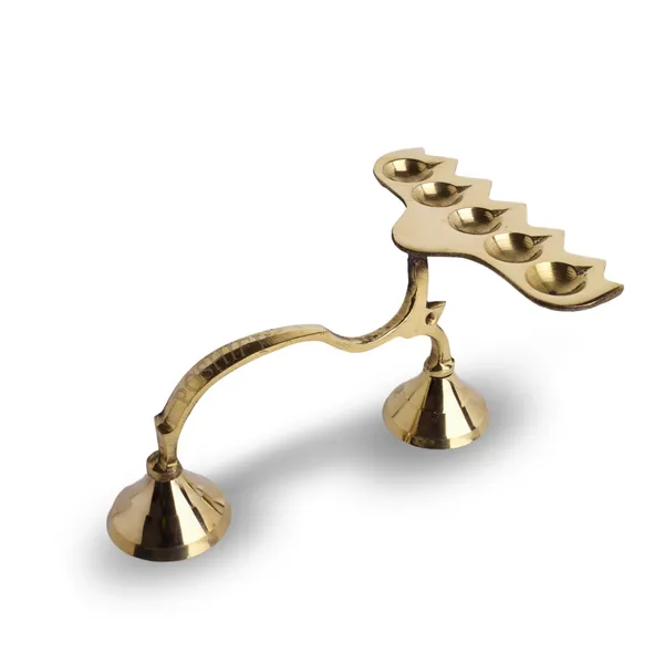 Gold_Brass_Handcrafted_Panch_Diya_Holder