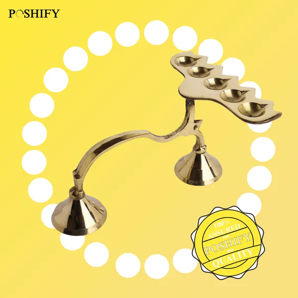 Gold_Brass_Handcrafted_Panch_Diya_Holder