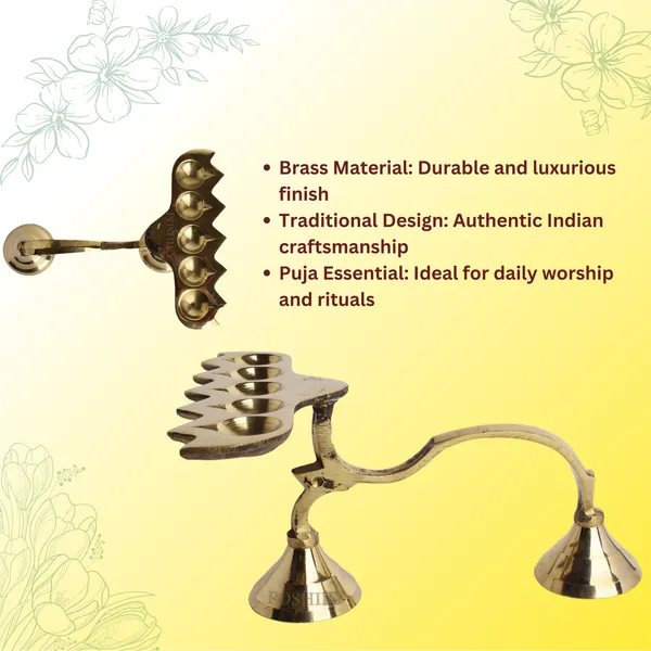Gold_Brass_Handcrafted_Panch_Diya_Holder