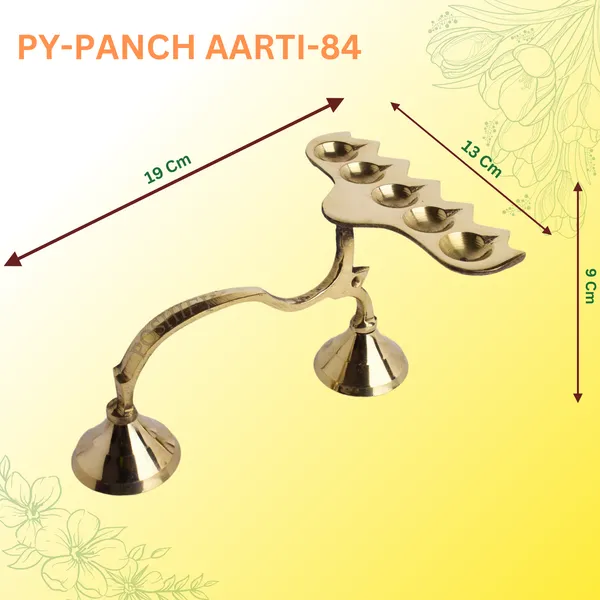 Gold_Brass_Handcrafted_Panch_Diya_Holder