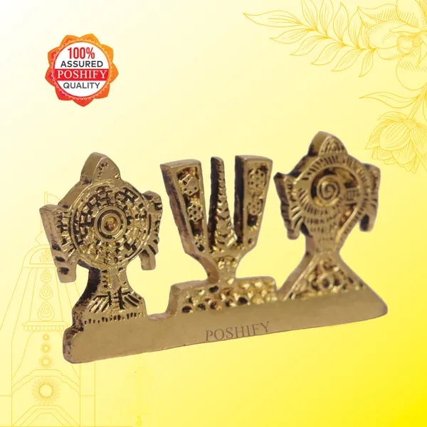 Golden_Brass_Tirupati_Balaji_Symbol_Stand_Shankh_Chakra_Namah