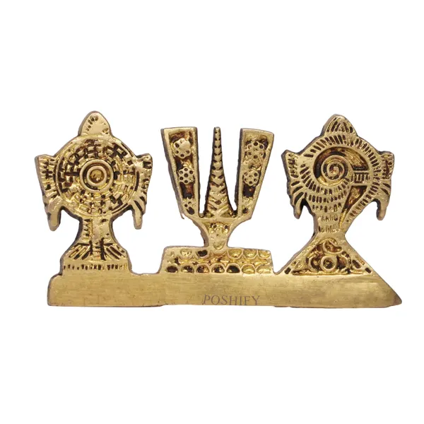 Golden_Brass_Tirupati_Balaji_Symbol_Stand_Shankh_Chakra_Namah