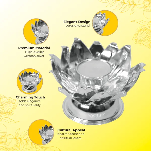 German_Silver_Lotus_Diya_Holder