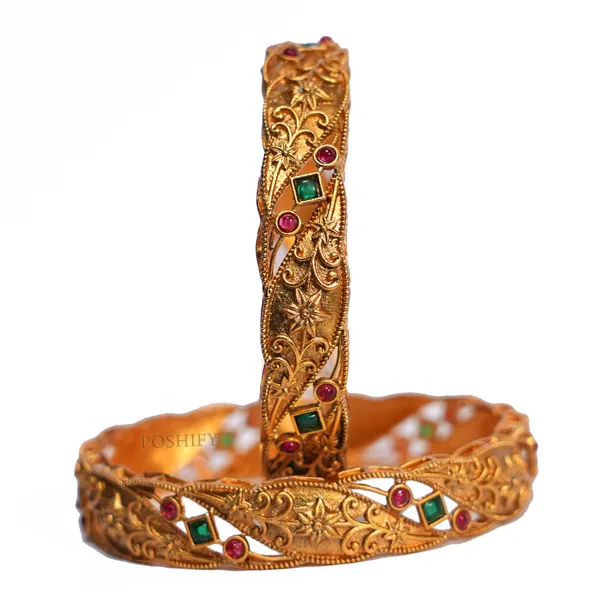 Luxury_Gold_Plated_Pure_Brass_Bangles_for_Women_|_Bangles_Set_|_2285_-_1827_|_Latest_Stylish_Traditional_Kada_Bangles_|_Just_Like_Real_Gold_Jewellery_|_Fashion_|_SET_OF_2