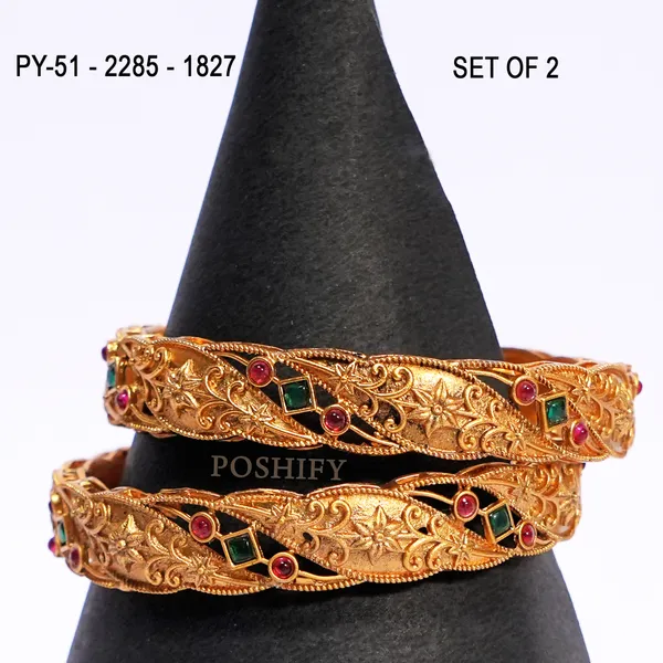 Luxury_Gold_Plated_Pure_Brass_Bangles_for_Women_|_Bangles_Set_|_2285_-_1827_|_Latest_Stylish_Traditional_Kada_Bangles_|_Just_Like_Real_Gold_Jewellery_|_Fashion_|_SET_OF_2