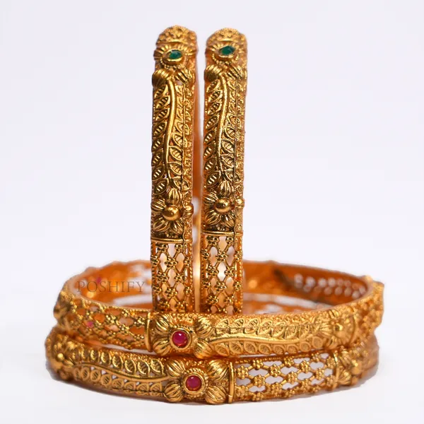 Luxury_Gold_Plated_Pure_Brass_Bangles_for_Women_|_Bangles_Set_|_2111_-_2016_|_Latest_Stylish_Traditional_Kada_Bangles_|_Just_Like_Real_Gold_Jewellery_|_Fashion_|_SET_OF_4
