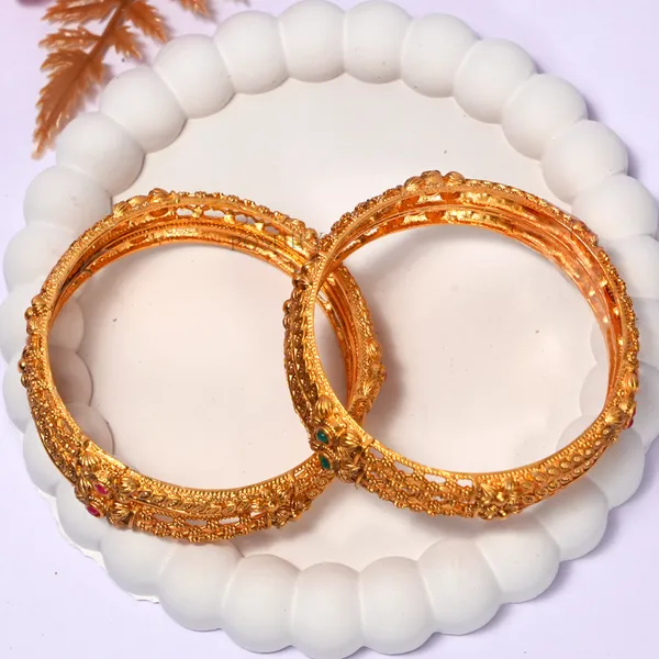 Luxury_Gold_Plated_Pure_Brass_Bangles_for_Women_|_Bangles_Set_|_2111_-_2016_|_Latest_Stylish_Traditional_Kada_Bangles_|_Just_Like_Real_Gold_Jewellery_|_Fashion_|_SET_OF_4