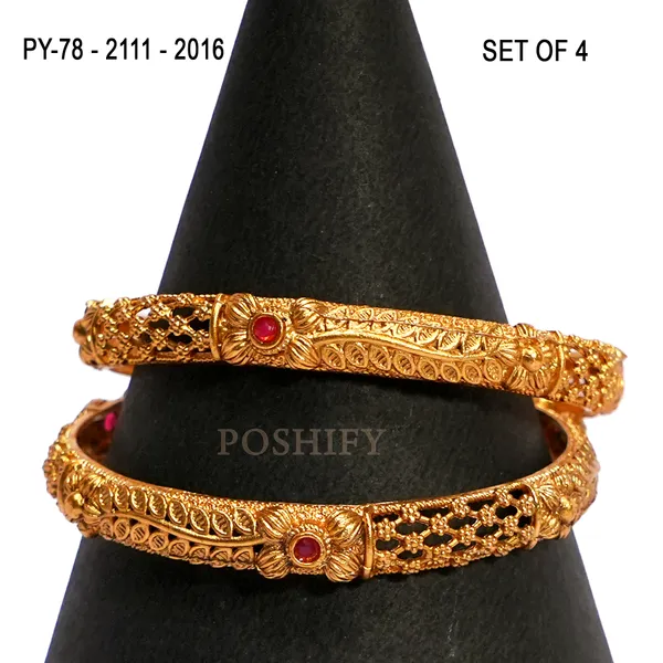 Luxury_Gold_Plated_Pure_Brass_Bangles_for_Women_|_Bangles_Set_|_2111_-_2016_|_Latest_Stylish_Traditional_Kada_Bangles_|_Just_Like_Real_Gold_Jewellery_|_Fashion_|_SET_OF_4