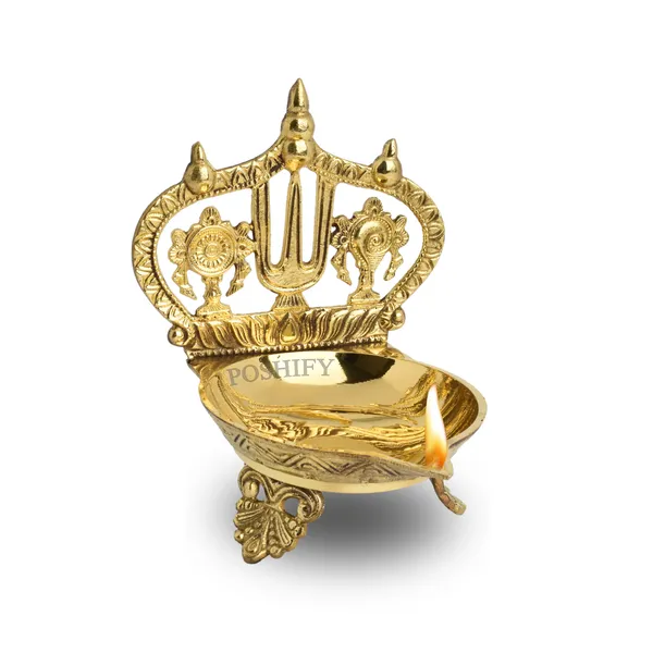 Gold_Brass_Shankuchakra_Nama_Diya_With_Stand
