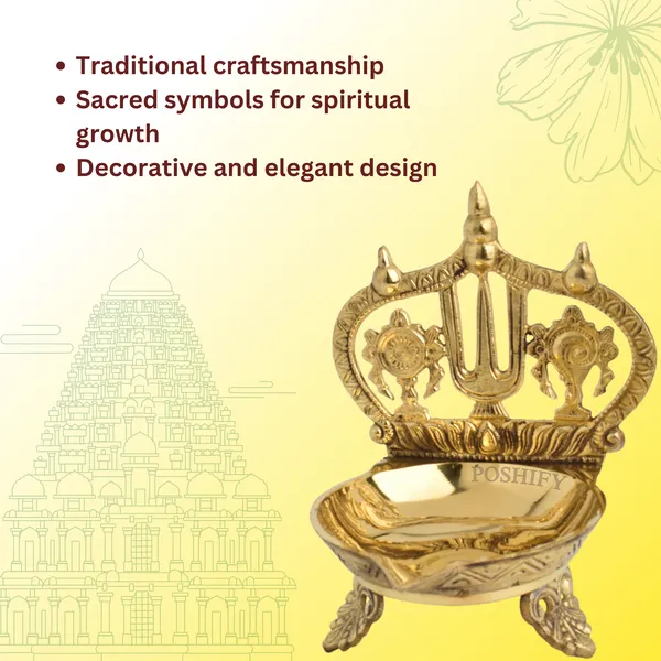 Gold_Brass_Shankuchakra_Nama_Diya_With_Stand