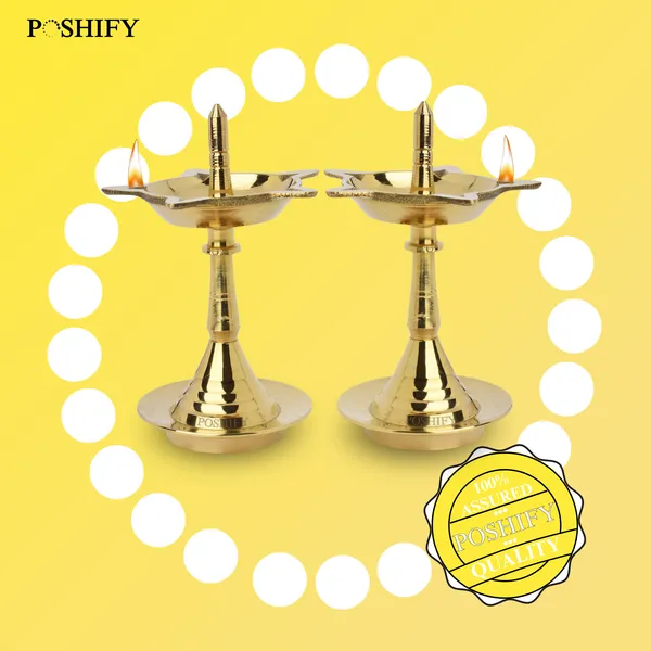 Pack_Of_2_Gold_Brass_Handcrafted_Exquisite_Mysore_Batti_Deep_With_5_Diya_&_Holder