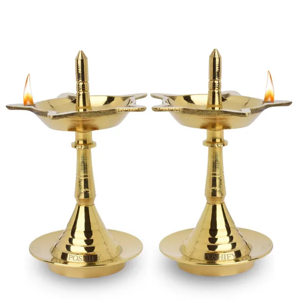Pack_Of_2_Gold_Brass_Handcrafted_Exquisite_Mysore_Batti_Deep_With_5_Diya_&_Holder