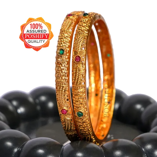 Luxury_Gold_Plated_Pure_Brass_Bangles_for_Women_|_Bangles_Set_|_2412_-_1904_|_Latest_Stylish_Traditional_Kada_Bangles_|_Just_Like_Real_Gold_Jewellery_|_Fashion_|_SET_OF_4