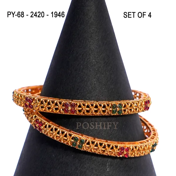 Luxury_Gold_Plated_Pure_Brass_Bangles_for_Women_|_Bangles_Set_|_2420_-_1946_|_Latest_Stylish_Traditional_Kada_Bangles_|_Just_Like_Real_Gold_Jewellery_|_Fashion_|_SET_OF_4