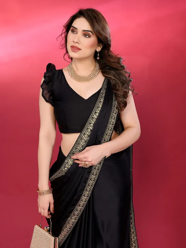 Black_Embroidery_Saree_With_Unstitched_Blouse_Piece_For_Women