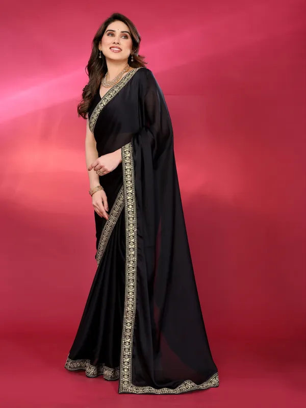 Black_Embroidery_Saree_With_Unstitched_Blouse_Piece_For_Women