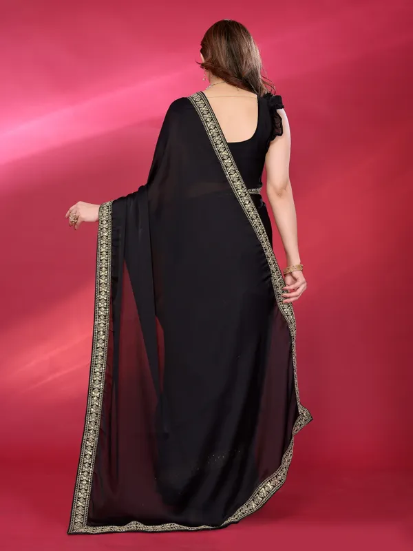 Black_Embroidery_Saree_With_Unstitched_Blouse_Piece_For_Women
