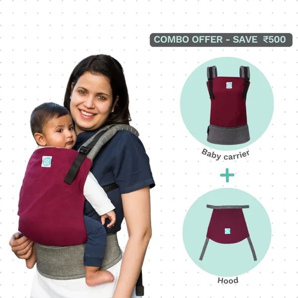 Maroon_Front_&_Back_Compact_Baby_Carrier