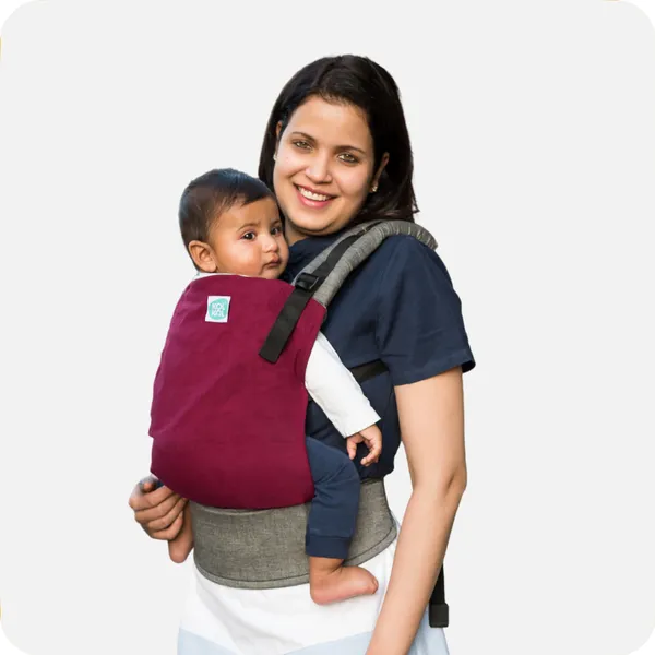 Maroon_Front_&_Back_Compact_Baby_Carrier