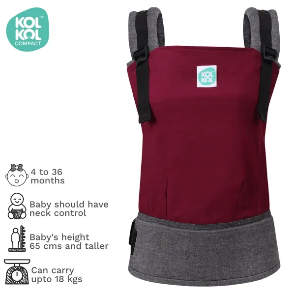Maroon_Front_&_Back_Compact_Baby_Carrier